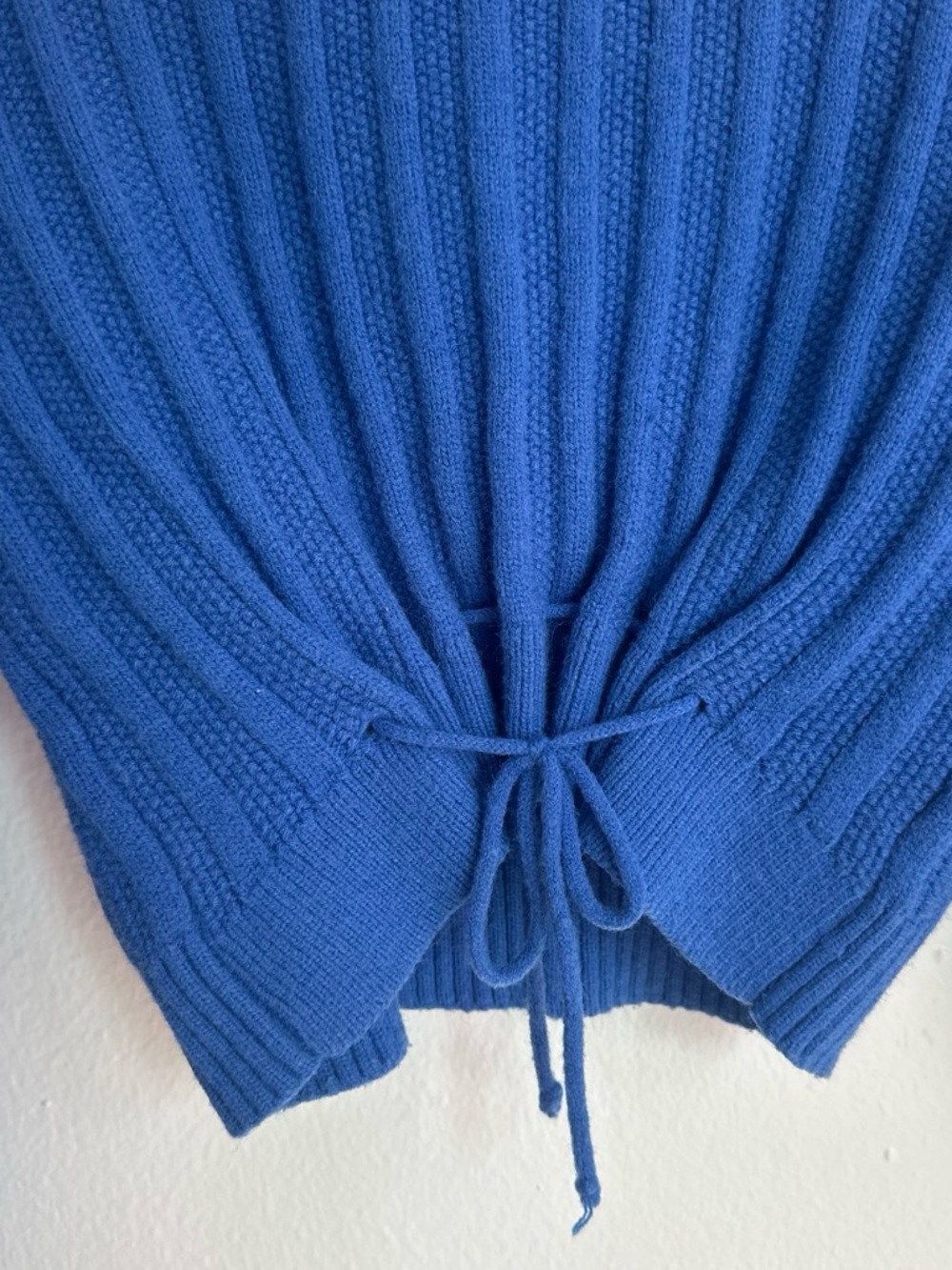 Blue Ribbed Drawstring Pullover Sweater - Women - Picture 2 of 5